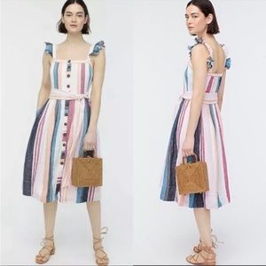 J CREW Linen Striped Sundress